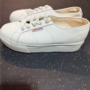 Superga Women's Cream Platform Sneakers